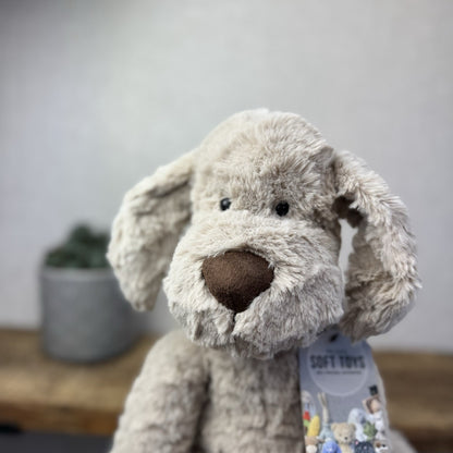 Jellycat Large Riley Fuddlewuddle Pup - Light Grey White Company Exclusive 12"