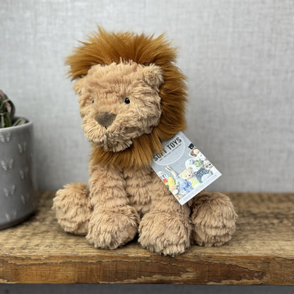 Jellycat Medium Fuddlewuddle Lion - Textured Sitting Lion Beanie Toy 9” (#2)