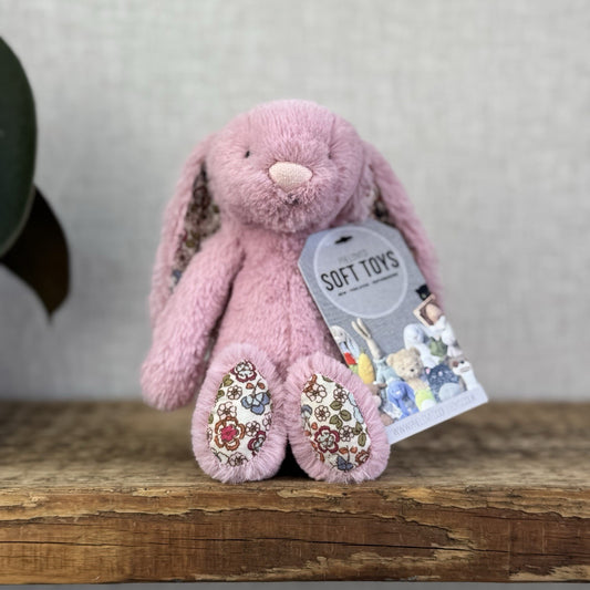 Jellycat Small Blossom Tulip Pink Bunny Rabbit - Older Style Fabric Ears Floral