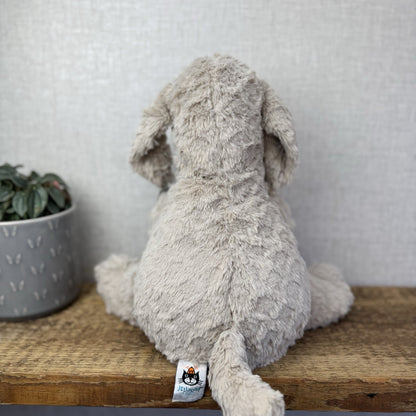 Jellycat Large Riley Fuddlewuddle Pup - Light Grey White Company Exclusive 12"