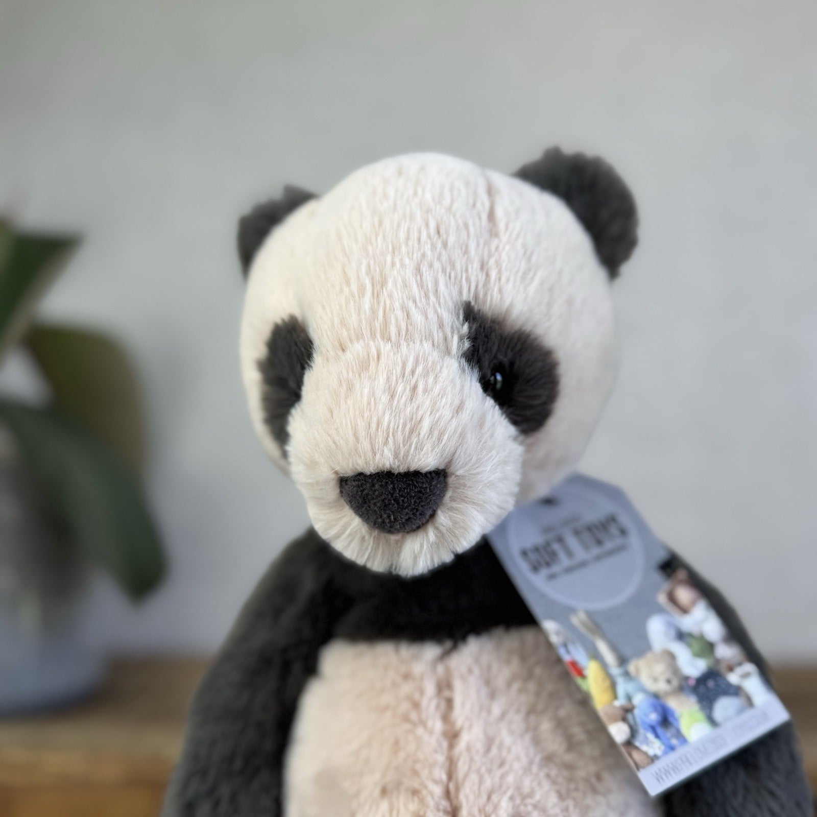 Jellycat Medium Puffles Panda - Super Soft Sitting Cream & Black Panda 13" (#2)