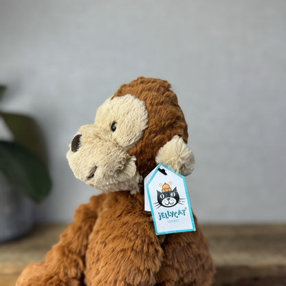Jellycat Fuddlewuddle Monkey - Rust Brown Monkey Textured Beanie Soft Toy 9"