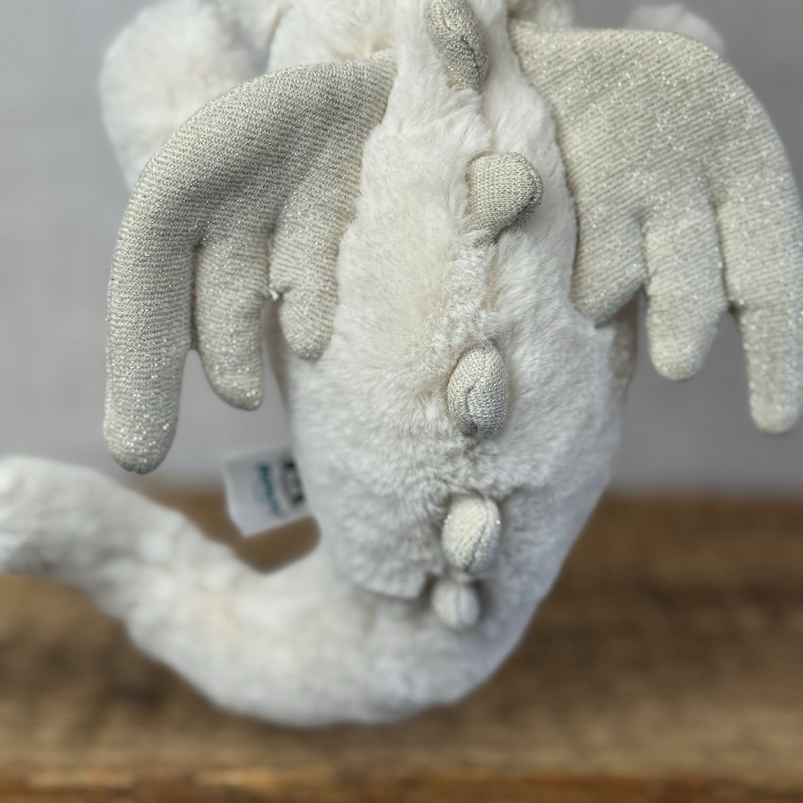 Jellycat Little Snow Dragon - White/Glitter Beanie Small Dragon Retired 11”