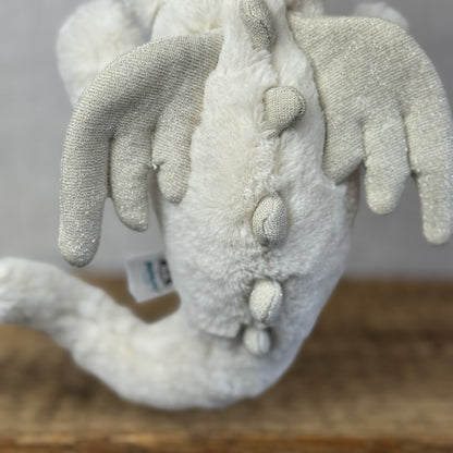 Jellycat Little Snow Dragon - White/Glitter Beanie Small Dragon Retired 11”