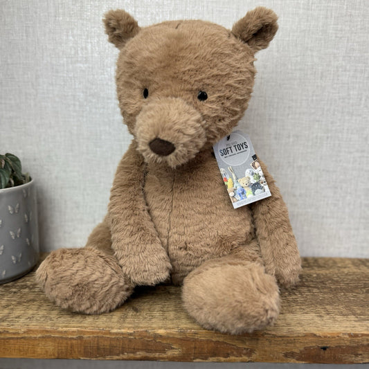 Jellycat Large Cocoa Bear - Big Brown Textured Bear Beanie Retired Large 17"