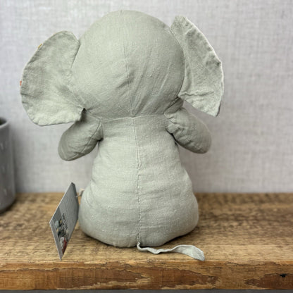 Maileg Safari Friends Medium Elephant - Iron Grey - Grey Beanie Linen Elephant