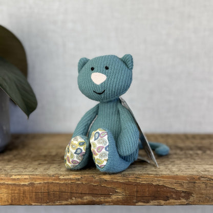 Jellycat Little Cashmina Cat - Blue Knitted Jellycat Kitten Beanie Small 7” Rare