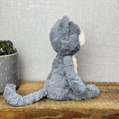 Jellycat Tuffet Cat - Medium Grey Kitten Kitty Beanie Plush Textured Retired 12"