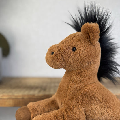 Jellycat Medium Clover Pony - US Version Medium Chestnut Brown Pony Plush 12"