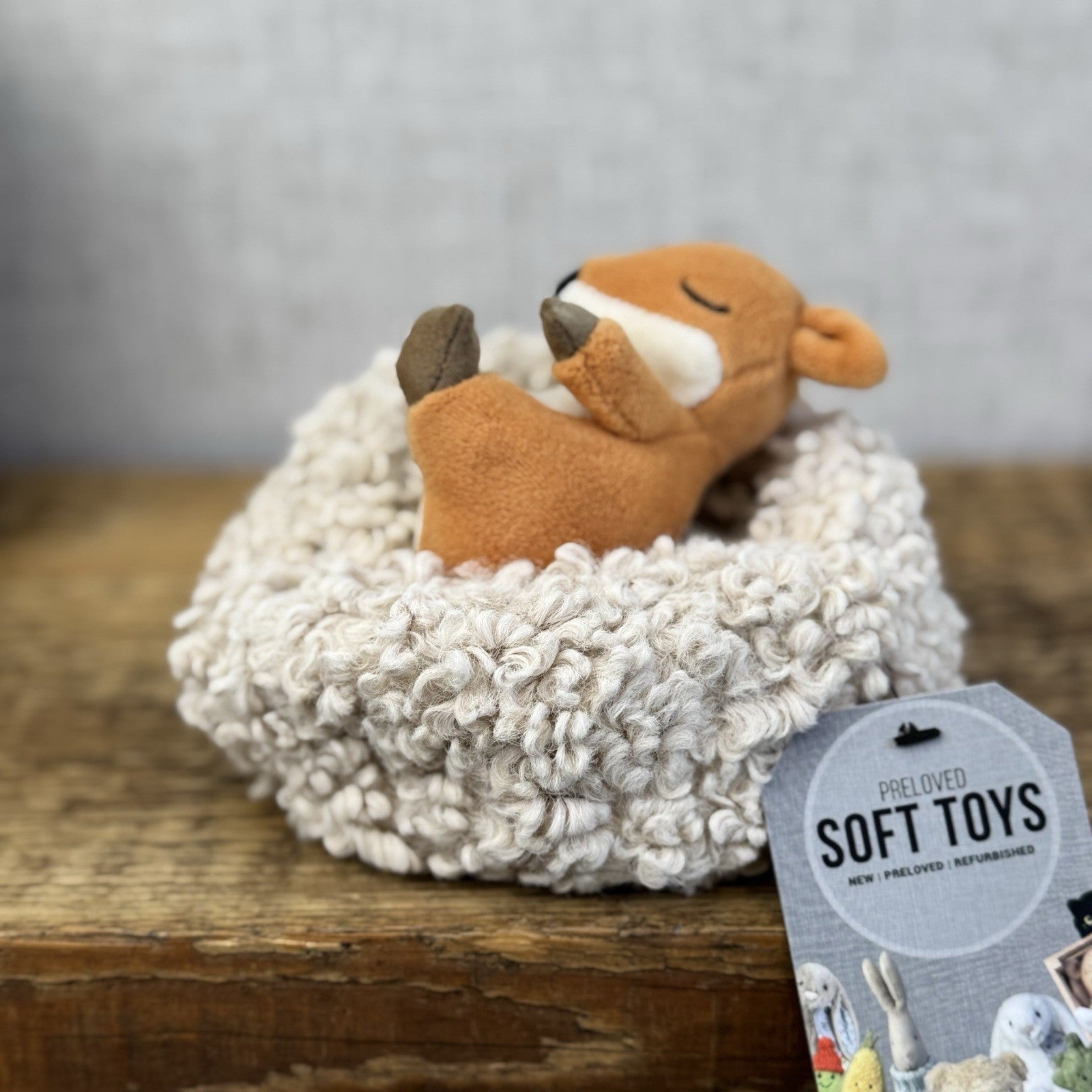 Jellycat Hibernating Fox - Baby Fox In A Nest Soft Toy Plush Cute NwOT 5”