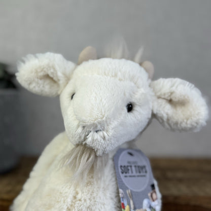 Jellycat Medium Bashful Billy Goat Billie Goat White Beanie Bearded Soft Toy 12"