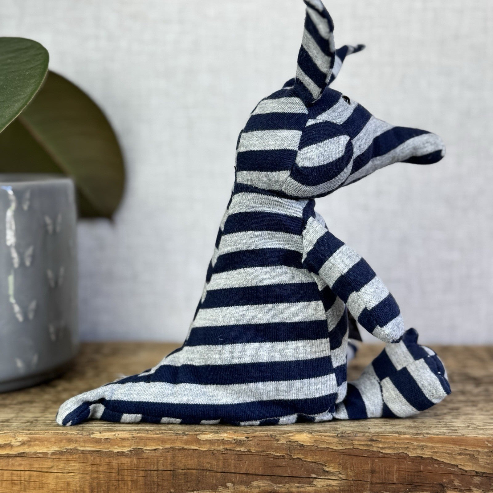 Jellycat Anton Aardvark - Small Grey/Navy Striped Beanie Plush Retired Rare 10"