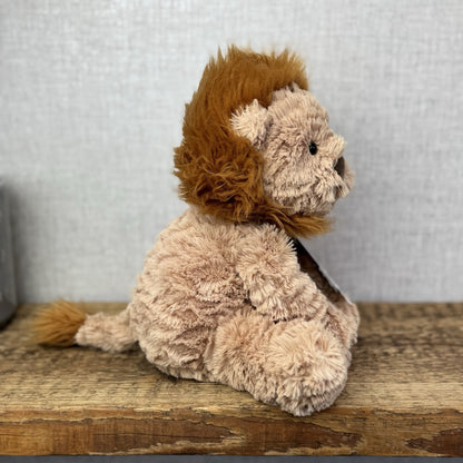 Jellycat Medium Fuddlewuddle Lion - Textured Sitting Lion Beanie Soft Toy 9”