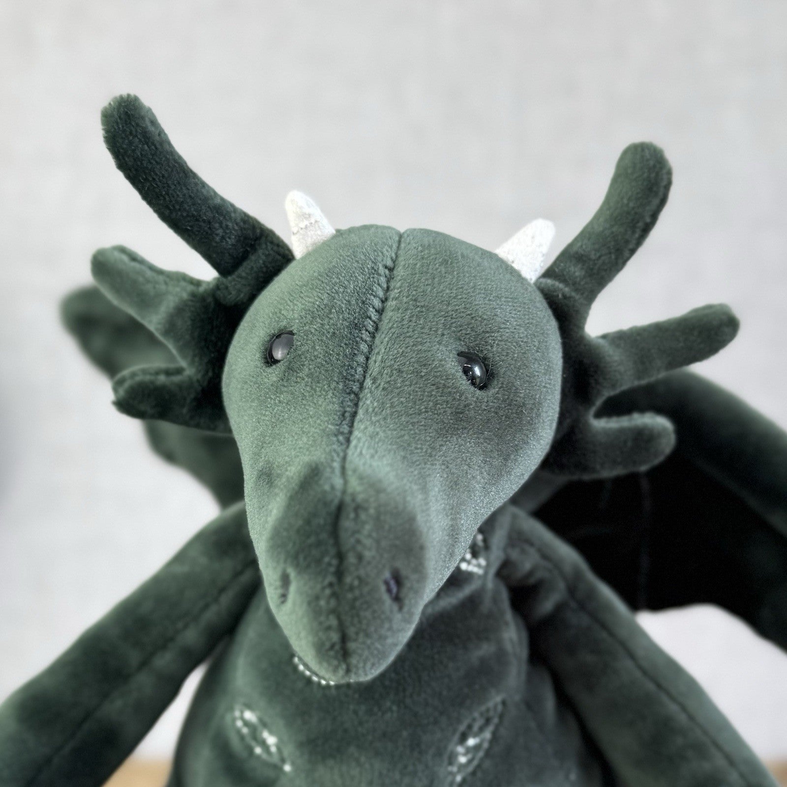 Jellycat Forest Dragon - Green Velour Soft Detailed Beanie Dragon Rare 10”