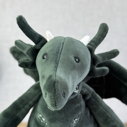 Jellycat Forest Dragon - Green Velour Soft Detailed Beanie Dragon Rare 10”