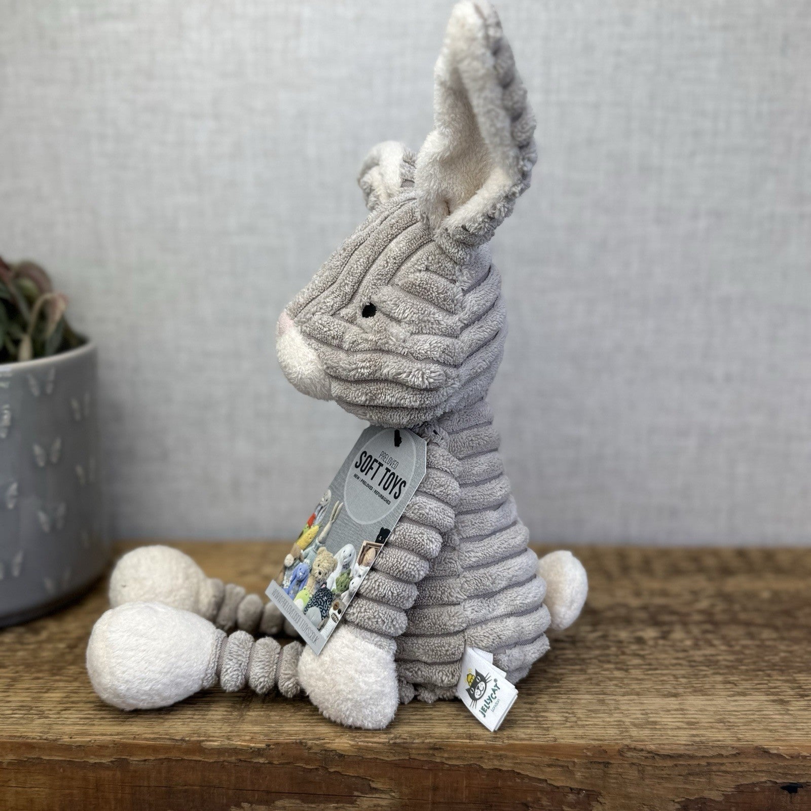 Jellycat Baby Cordy Roy Rabbit Hare - Grey Corduroy Soft Toy Retired Rare 12"