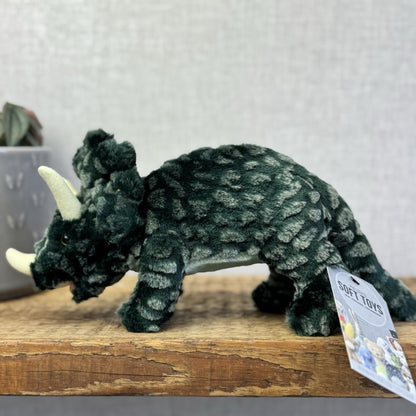 Russ Berrie Triceratops Green Textured Standing Dinosaur Soft Toy Beanie 9”
