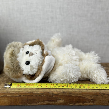 Bukowski Bear In Winter Hat White Bear Brown Fur Hat Winter White Bear Beanie 8"