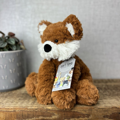 Jellycat Medium Fuddlewuddle Fox - Textured Sitting Fox Wild Soft Toy Beanie 8"