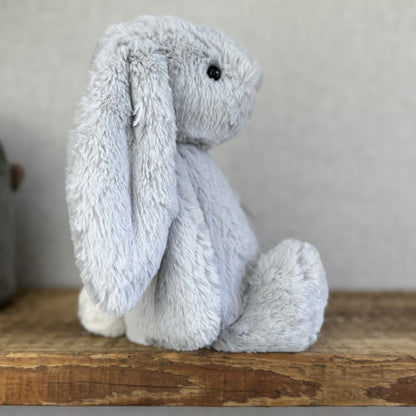 Jellycat Medium Bashful Grey Bunny - Grey With White Tail - Silver Rabbit 12"