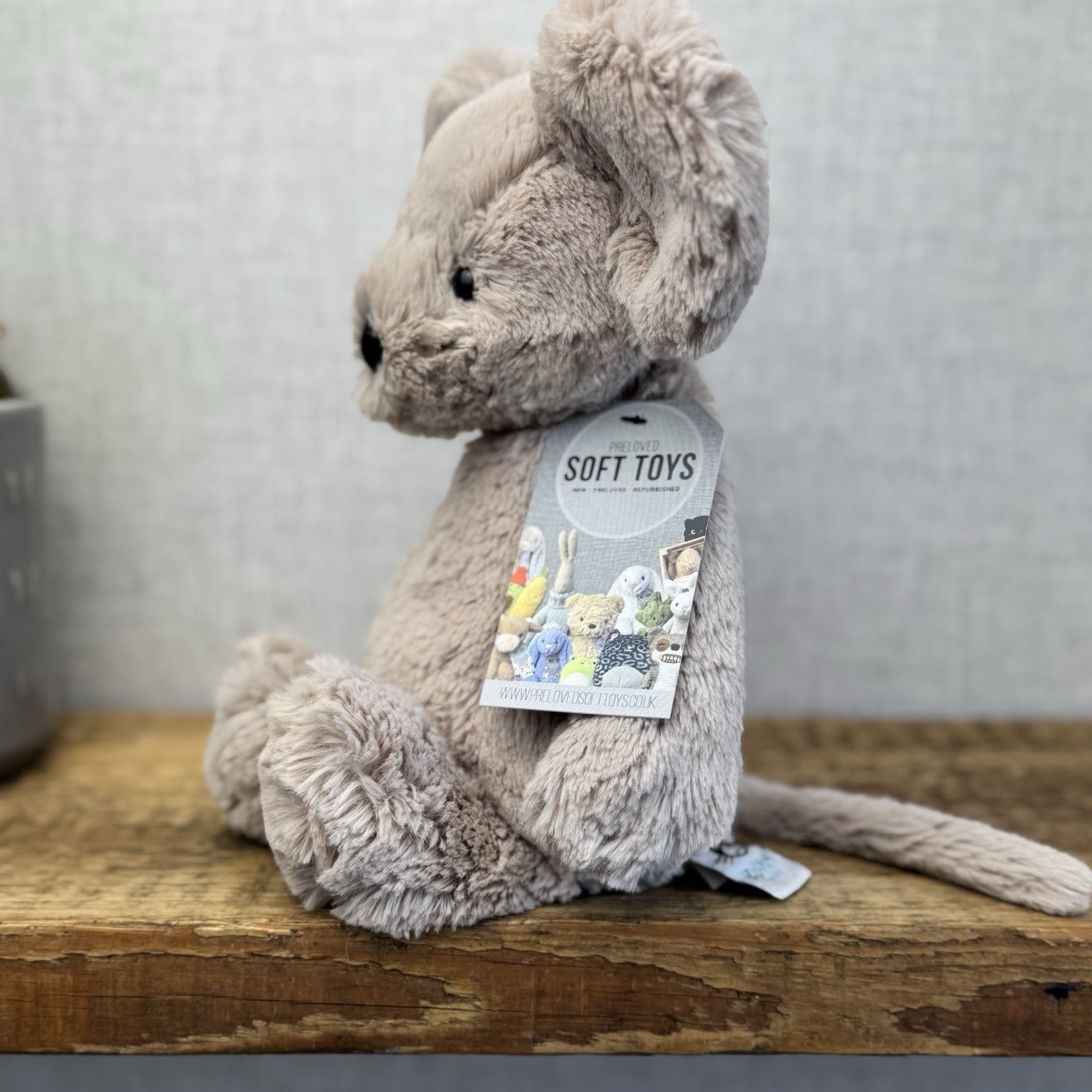 Jellycat Medium Grey Bashful Mouse - Mouse Soft Toy Whiskers Retired Rare 12"