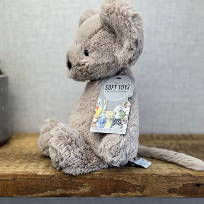 Jellycat Medium Grey Bashful Mouse - Mouse Soft Toy Whiskers Retired Rare 12"