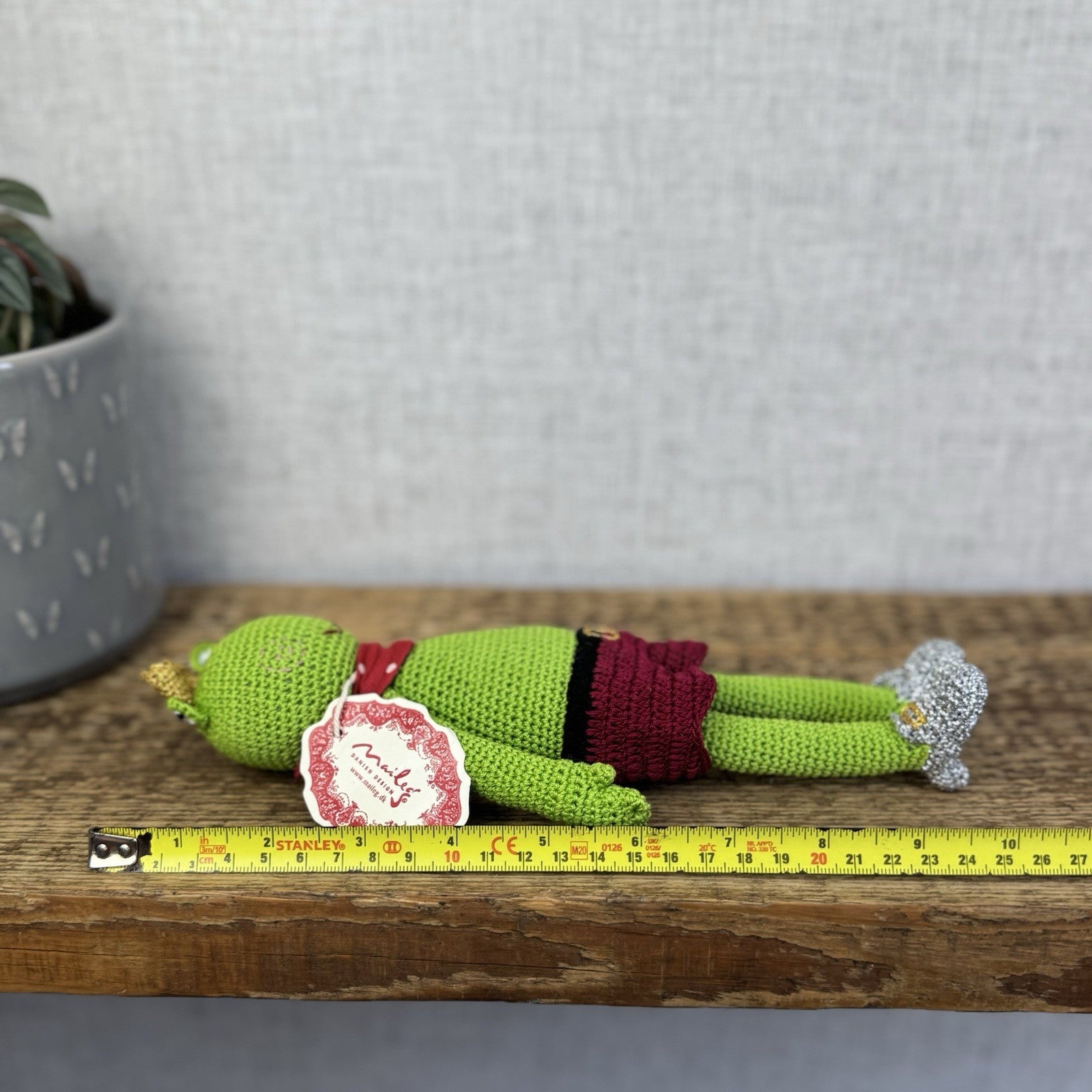 Maileg Knitted Frog Prince - Rare Retired Item 16-0026-00 New With Tags 9"