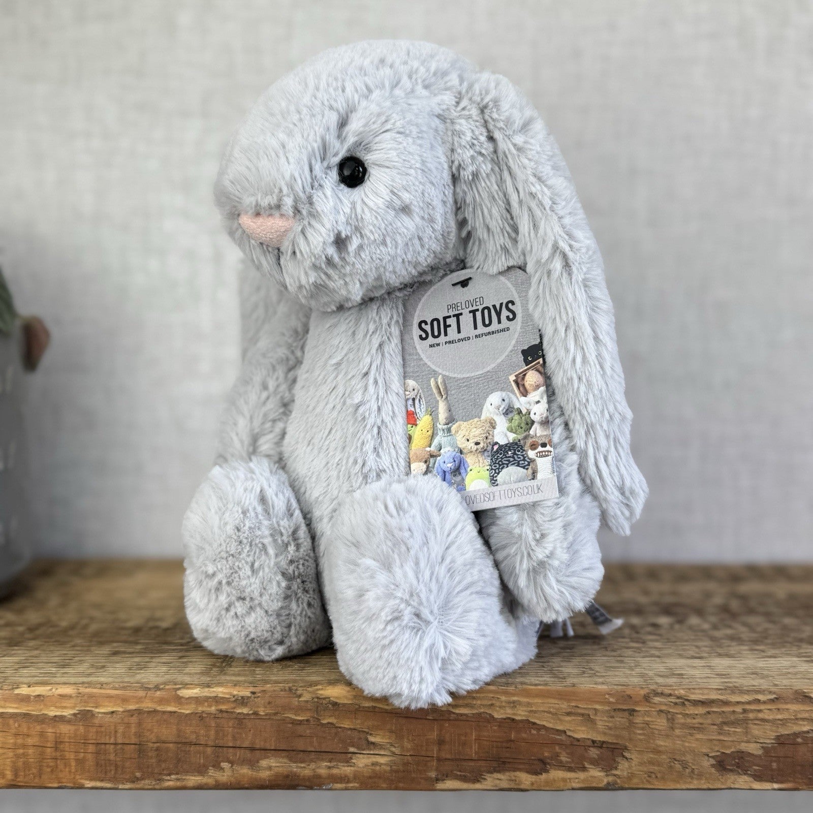 Jellycat Medium Bashful Grey Bunny - Grey With White Tail - Silver Rabbit 12"