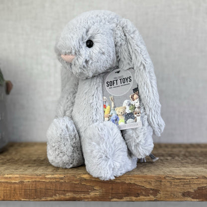 Jellycat Medium Bashful Grey Bunny - Grey With White Tail - Silver Rabbit 12"