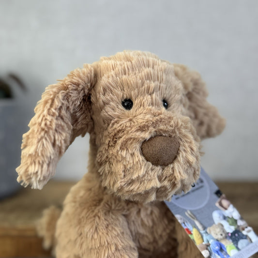 Jellycat Fuddlewuddle Puppy Medium - Light Brown Beige Soft Toy Dog 8" (#2)