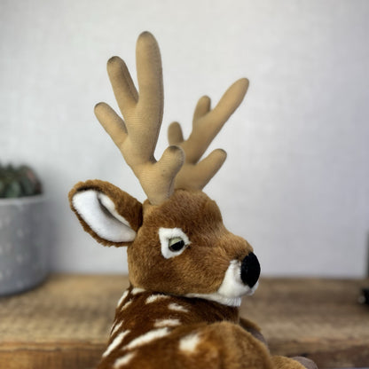 Living Nature Red Deer Stag - Laying Deer Woodland Soft Toy Plush Rare 10”