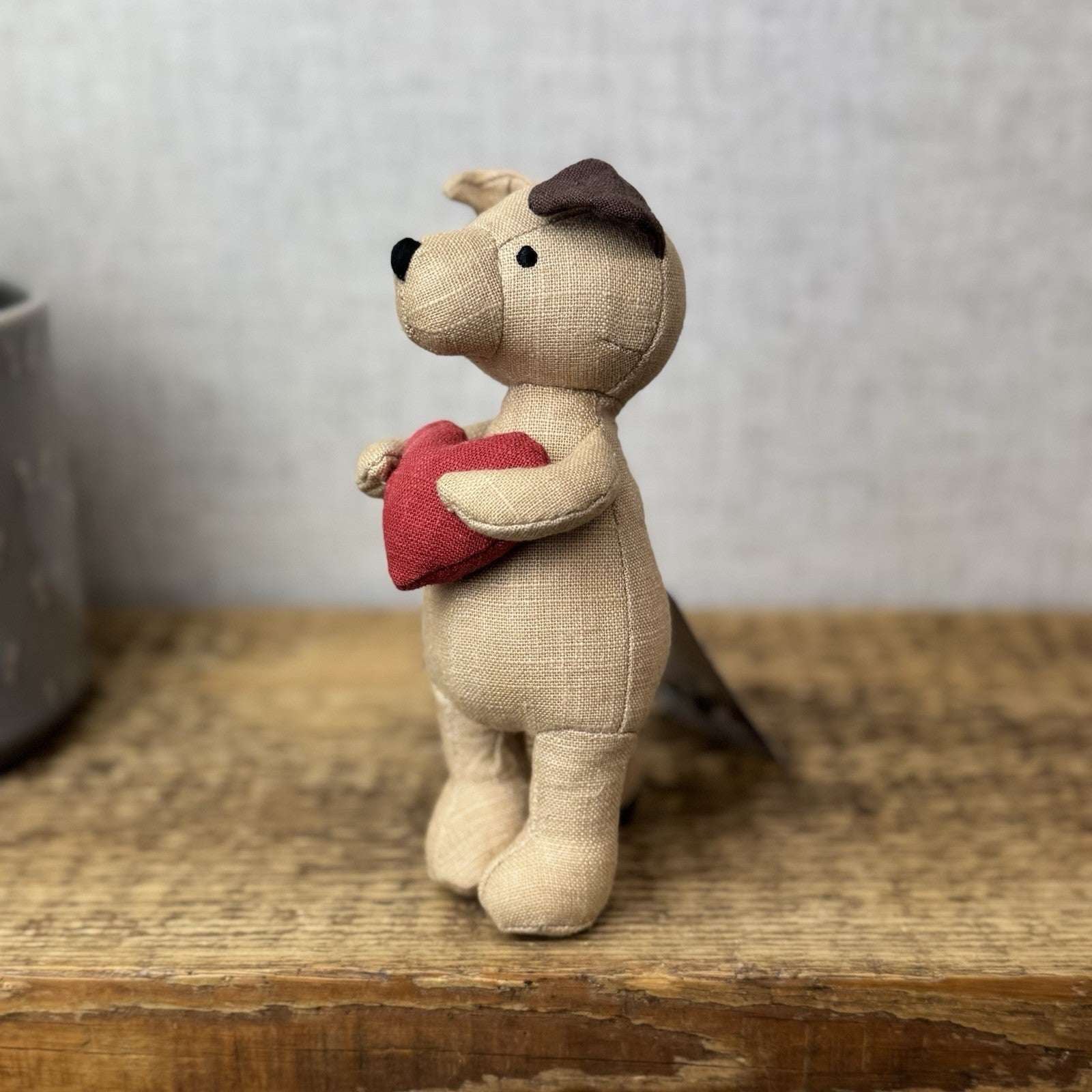 Jellycat Mini Messenger Puppy Dog - Dog Holding Heart Mini Linen Pup Retired 8"