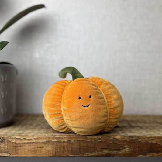 Jellycat Vivacious Pumpkin - Velour Beanie Pumpkin New With Tags 6"