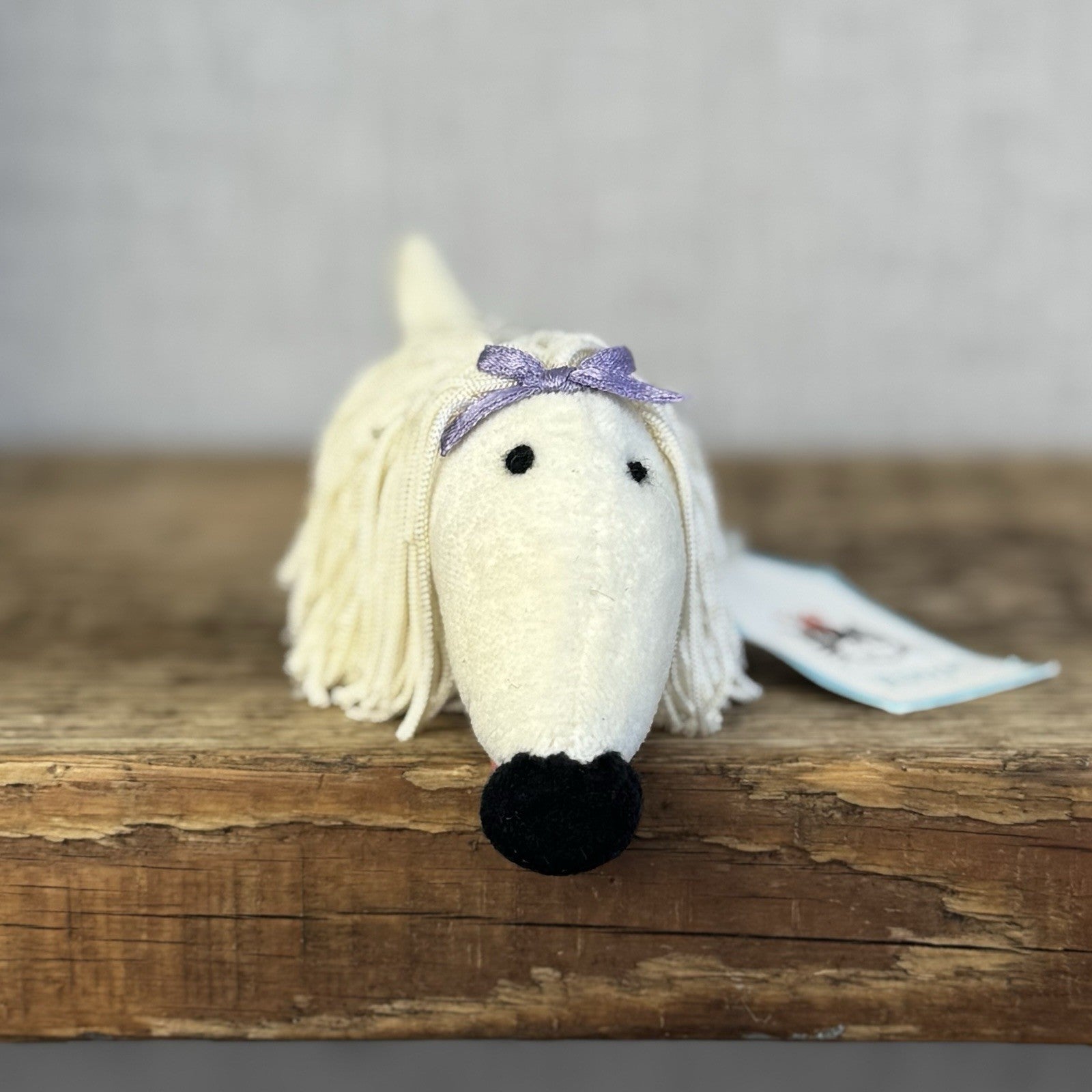 Jellycat Wonderful Woofer - Vintage Dog Puppy Fringe Dog Beanie Mini 4"