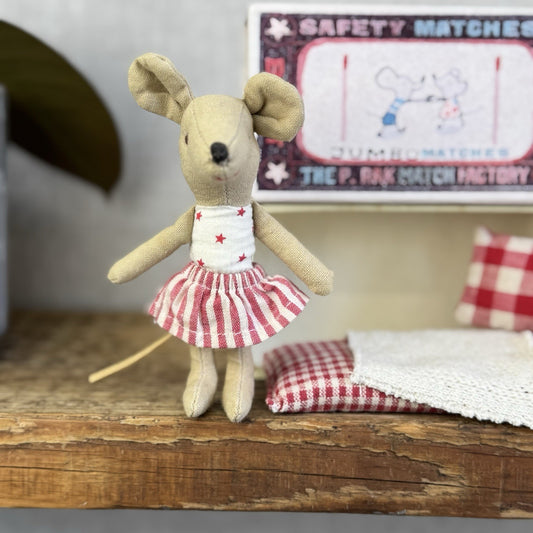 Maileg Retired Big Sister Mouse In Matchbox 2013 - Painted Nose, Red Mouth Rare