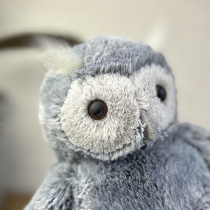 Jellycat Bashful Owl Forest Folk Oak Owl Retired Grey/Silver Woodland Owl 12"