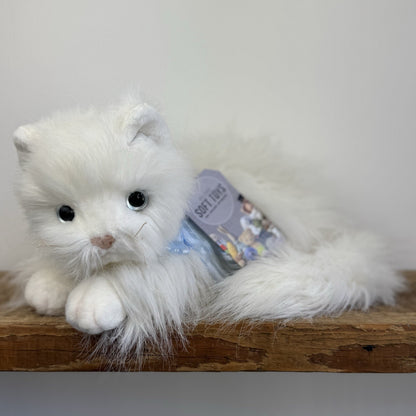 Ty Classic “Sugar” White Persian Cat Blue Bow Long Haired Soft Plush Toy 2002