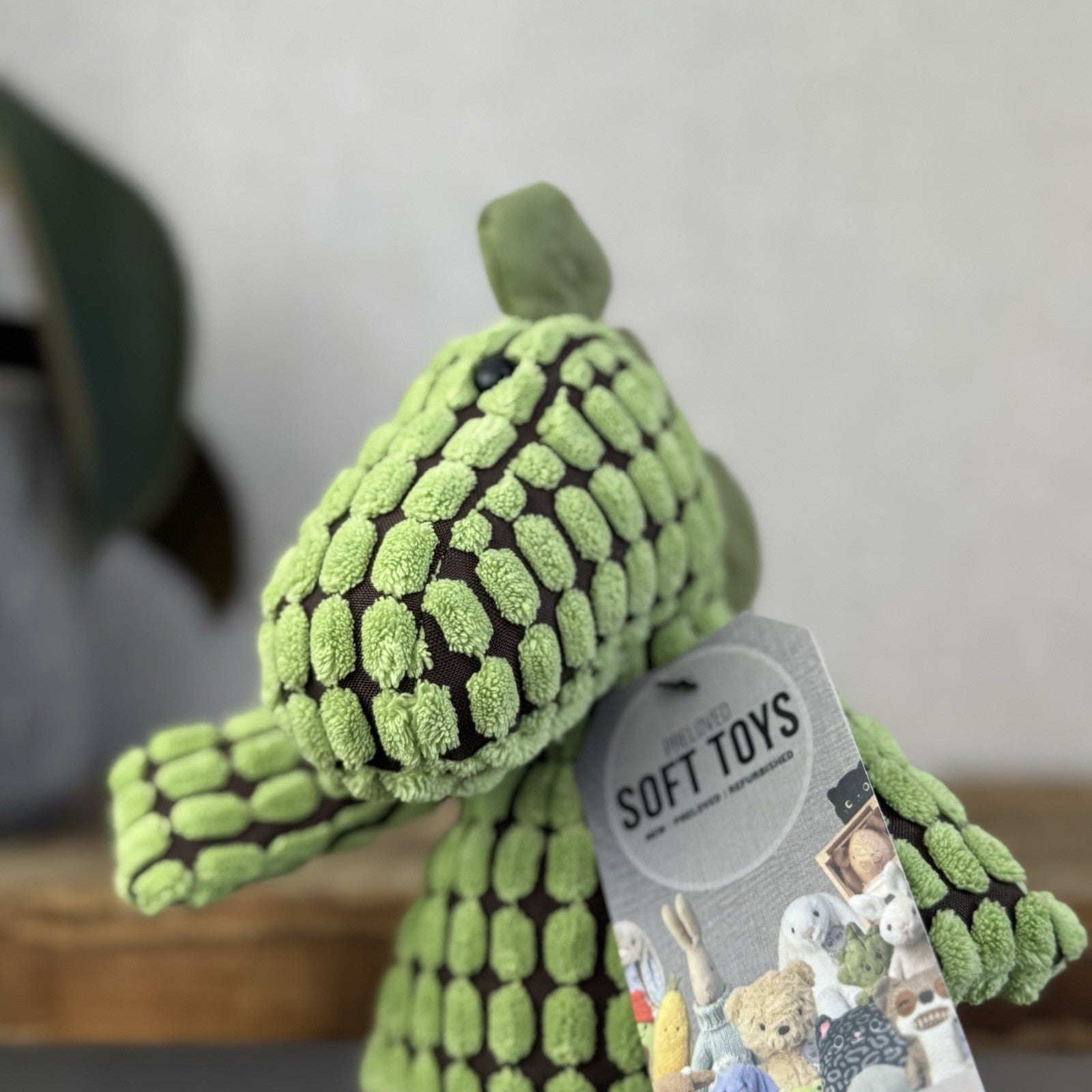Jellycat Small Cordy Roy Dino - Small Green Corduroy Doppy Dino Beanie Plush 8"