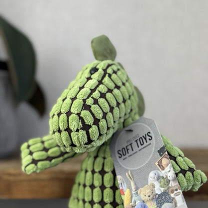 Jellycat Small Cordy Roy Dino - Small Green Corduroy Doppy Dino Beanie Plush 8"