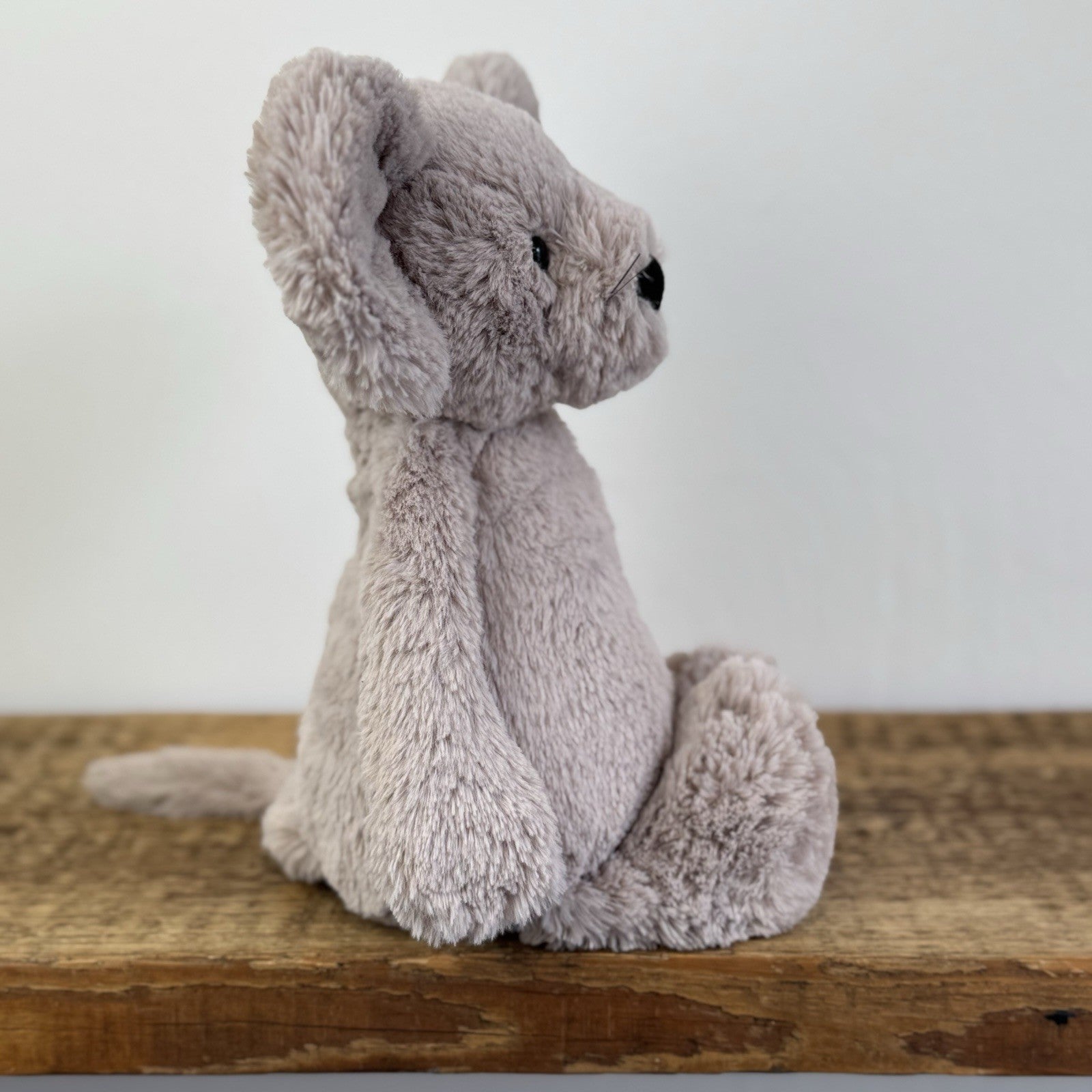 Jellycat Medium Bashful Grey Mouse With Whiskers Retired Mouse Collectible 12”