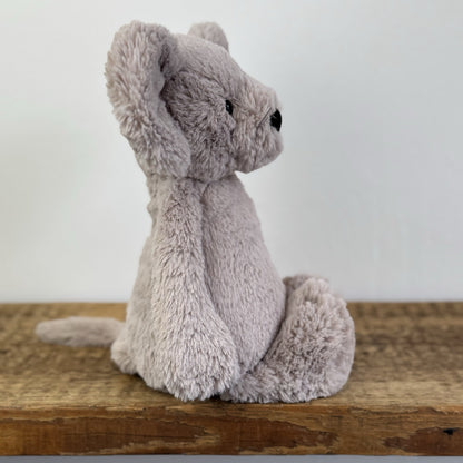 Jellycat Medium Bashful Grey Mouse With Whiskers Retired Mouse Collectible 12”