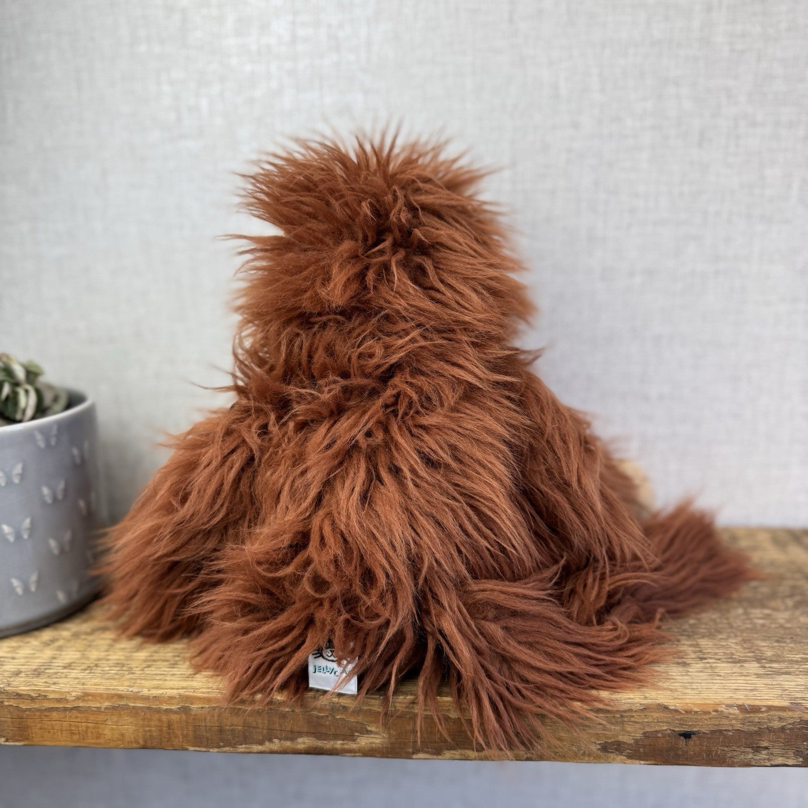 Jellycat Medium Max Monkey - Fluffy Long Hair Monkey Plush Beanie Retired 16"