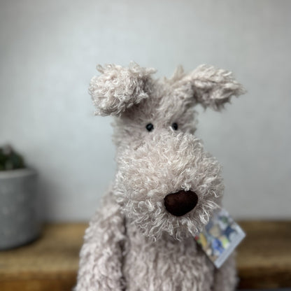 Jellycat Large Scamp Pup - Curly Beige Terrier Soft Toy Beanie Vintage 18"