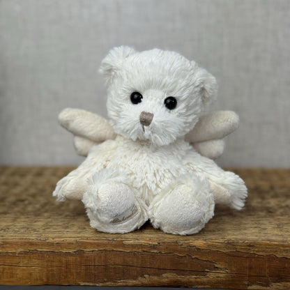 Bukowski Bears Angel Bear Kaitlyn (Removed labels) White Angel Beanie Bear 7"