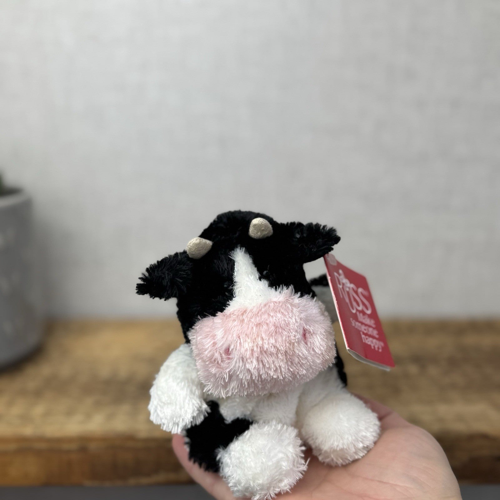 Russ Berrie Luvvies - Mini Pudding Fred The Cow Beanie Plush New With Tags 4"