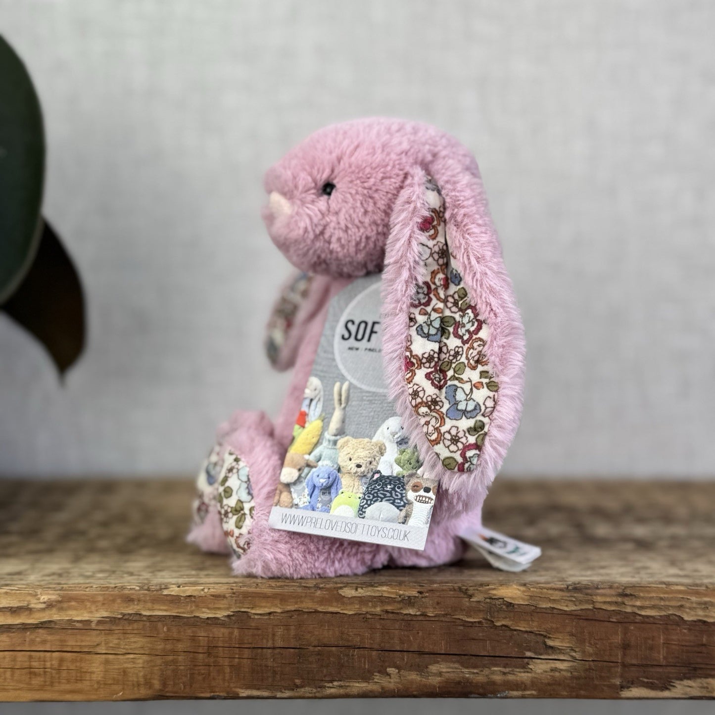 Jellycat Small Blossom Tulip Pink Bunny Rabbit - Older Style Fabric Ears Floral