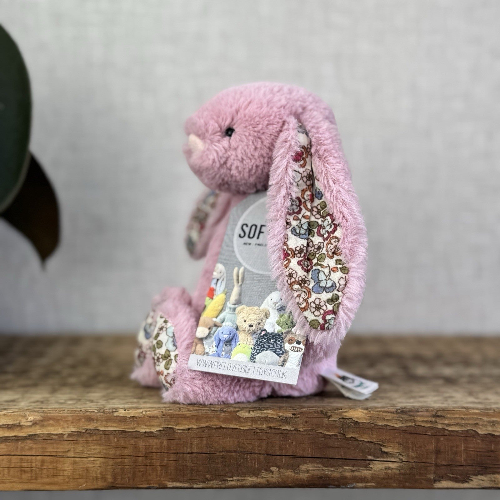 Jellycat Small Blossom Tulip Pink Bunny Rabbit - Older Style Fabric Ears Floral