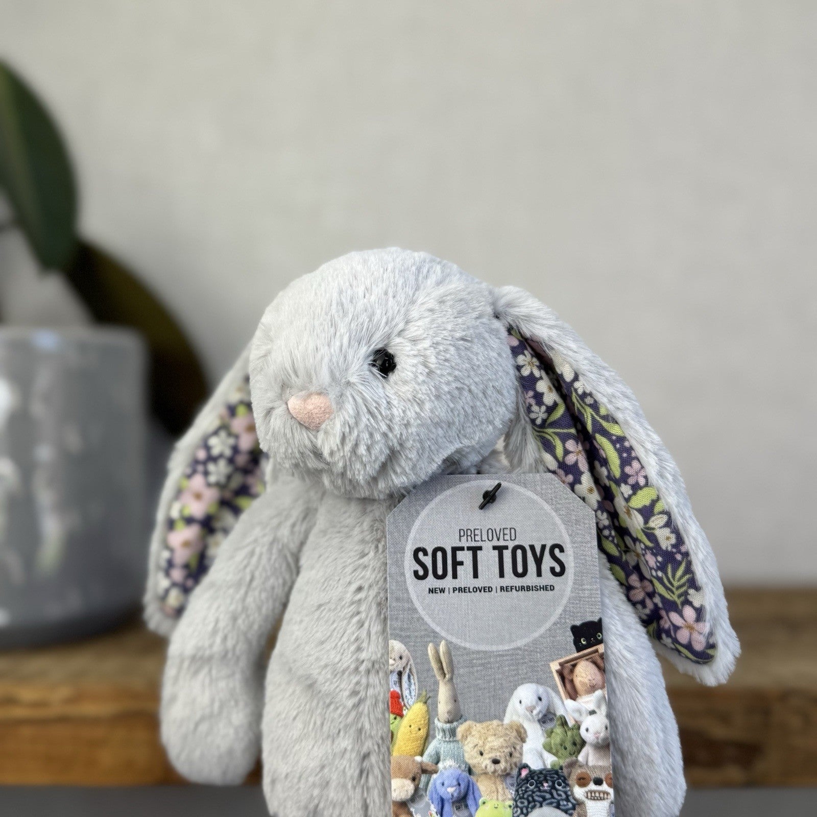 Jellycat Small Silver Blossom Bloom - Silver Bunny Floral Ears & Feet Small 8”