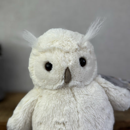Jellycat Medium Bashful Owl - White Owl Beanie Soft Toy Retired Plush 12"