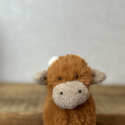 Jellycat Farm Friends Highland Cow - Miniature Highland Cow Soft Toy Beanie 5”